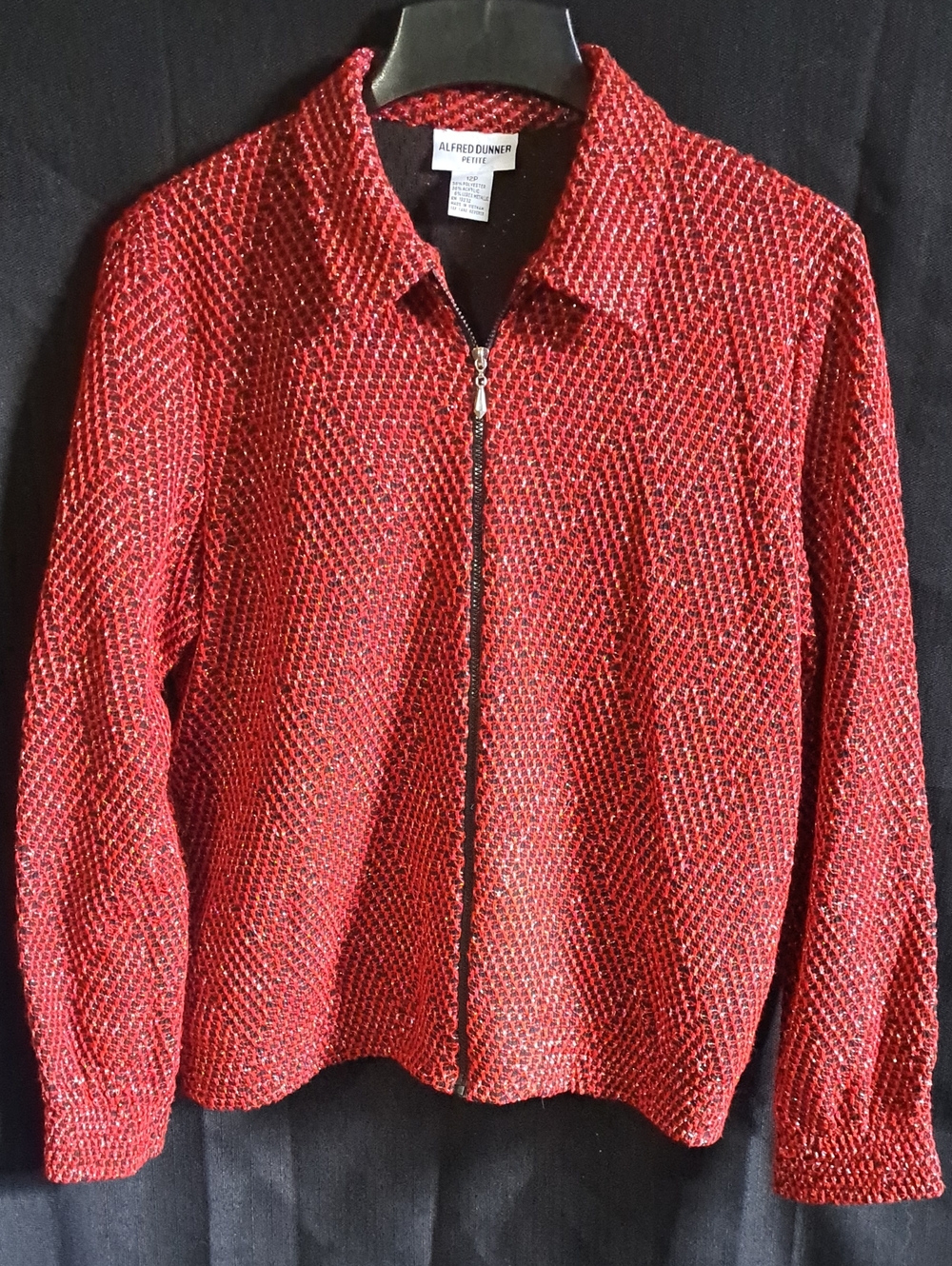 Alfred Dunner Red Zip-Front Textured Jacket